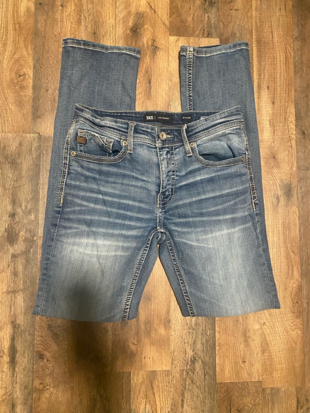 BKE Men’s Jake Slim Straight Jeans - Light Blue Wash